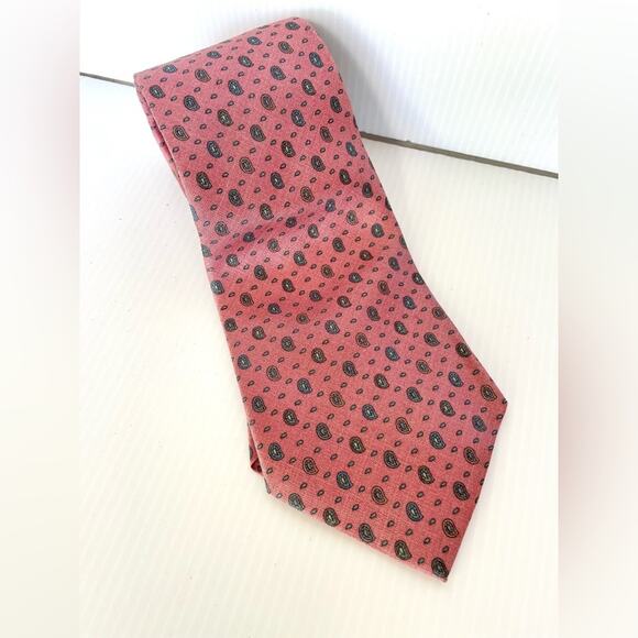 Italian Silk Neck Tie Marina Di Carrara Pink Paisley Preppy Collegiate - Picture 4 of 7